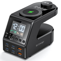 BlitzWolf® BW-FW10 240W 10-in-1 GaN Wireless Alarm Clock Charger - Buyme24seven