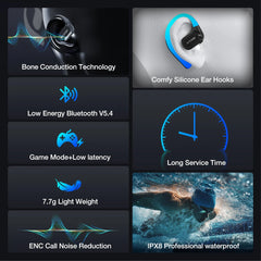 BlitzWolf® BW-BTS10 OWS Bluetooth Earbuds – Bone Conduction, Open-Ear Design, IPX8 Waterproof, Low Latency Gaming, Sports Headphones with Mic – Black - Buyme24seven