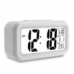 5.3 Inch Smart Simple Silent LED Digital Alarm Clock w/ Date Temp Display -White - Buyme24seven