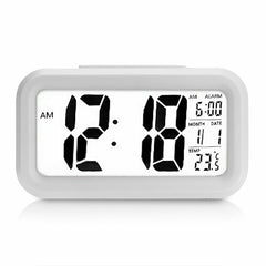 5.3 Inch Smart Simple Silent LED Digital Alarm Clock w/ Date Temp Display -White - Buyme24seven