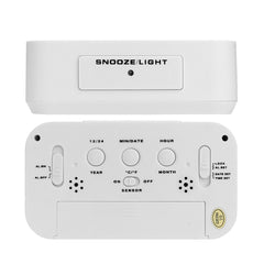 5.3 Inch Smart Simple Silent LED Digital Alarm Clock w/ Date Temp Display -White - Buyme24seven