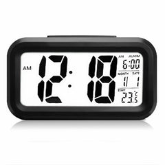 5.3 Inch Smart Simple Silent LED Digital Alarm Clock w/ Date Temp Display -Black - Buyme24seven