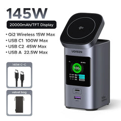 UGREEN 145W 20000mAh Power Bank Qi2 15W Magnetic Wireless Powerbank Station PD3.1 External Battery for Laptop 100W Fast Charge - Buyme24seven