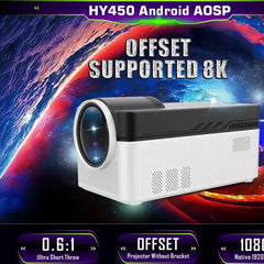 Magcubic 8K HY450 Projector HY-450 smart Android projector 900ANSI Ultra Short Throw indoor outdoor Allwinner H716 BT5.4 Auto Offset Electronic Focus WIFI6 Dual speaker home theater projector system home cenima