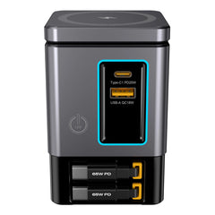 BlitzWolf® BW-i116 Max 105W 6-in-1 GaN Desktop Charger Station with Dual Telescopic Cables & Wireless Charging - Buyme24seven