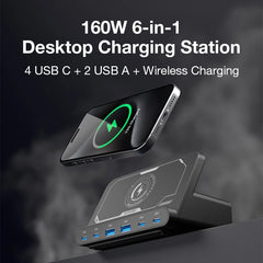 BlitzWolf® BW-S27 160W 6-Port USB PD Fast Charger with Wireless Charging - Buyme24seven