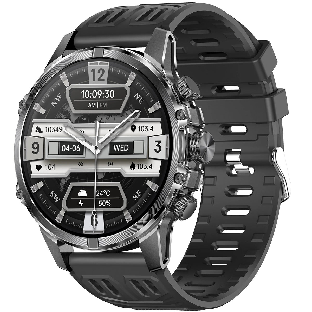 BlitzWolf® BW-AT6 Plus Smart Watch – 1.75" AMOLED Display, Bluetooth Calls, Voice Assistant, Health Monitoring, IP67 Waterproof – Black - Buyme24seven