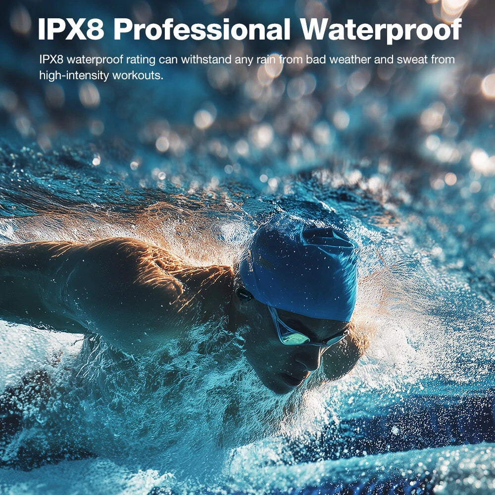 BlitzWolf® BW-BTS10 OWS Bluetooth Earbuds – Bone Conduction, Open-Ear Design, IPX8 Waterproof, Low Latency Gaming, Sports Headphones with Mic – Black - Buyme24seven