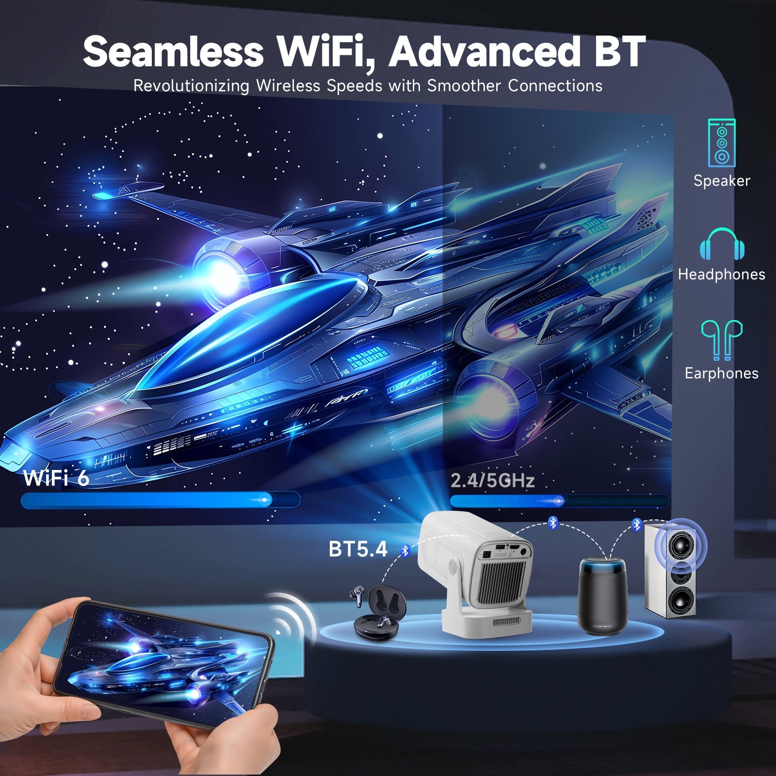 Magcubic HY310 Mini Projector Auto Focus 4K Native 1080P 260ANSI Android11 5W Speaker Air Mouse Voice Assistant Upgrated HY300 - Buyme24seven