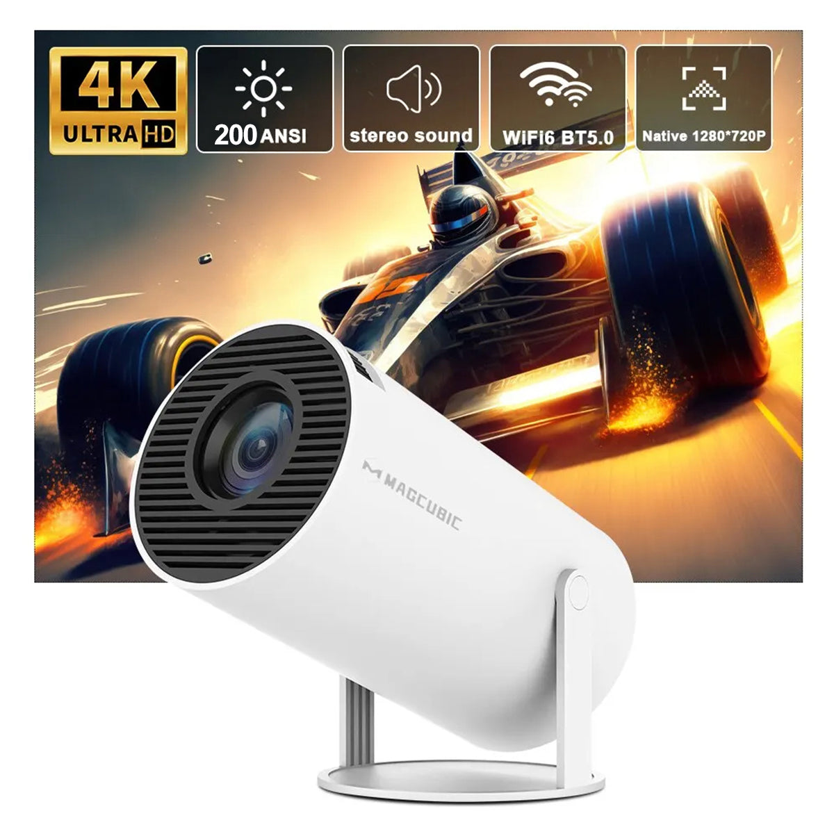 Magcubic HY300 Pro Projector 1080P Mini Portable | 4K Support Android 11 WiFi6 BT5.0 | 200 ANSI Home Theater & Outdoor - Buyme24seven