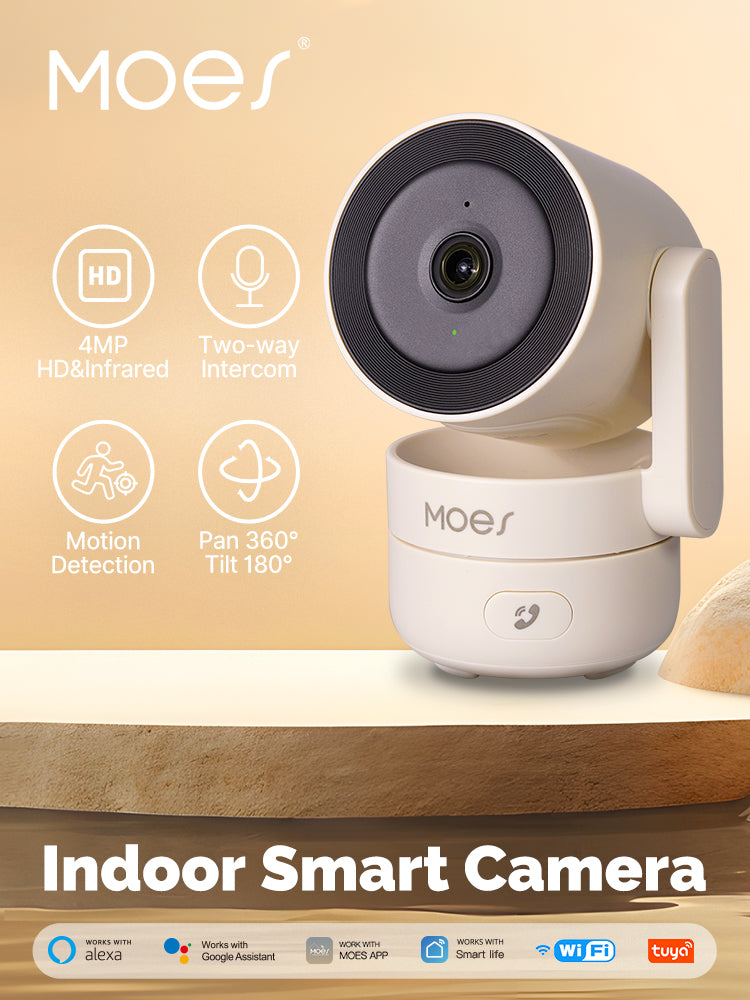 MOES Tuya Wi-Fi 6 Smart Indoor 4MP HD Security Pan/Tilt Camera Motion Tracking & Sound Detection Infrared Night Vision Monitor - Buyme24seven