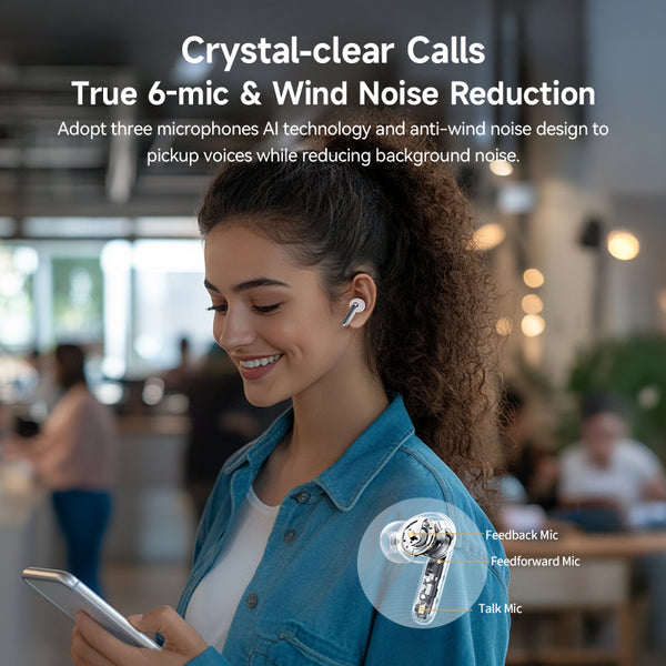 QCY MeloBuds N50 Wireless Earbuds, 45dB Hybrid ANC, 28H Playtime - Buyme24seven