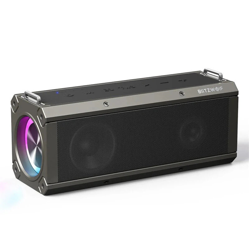 BlitzWolf® BW-WA3 Pro 120W Portable Bluetooth Speaker – Deep Bass, Quad Drivers, RGB Lights, TWS, 16000mAh Power Bank – Black - Buyme24seven