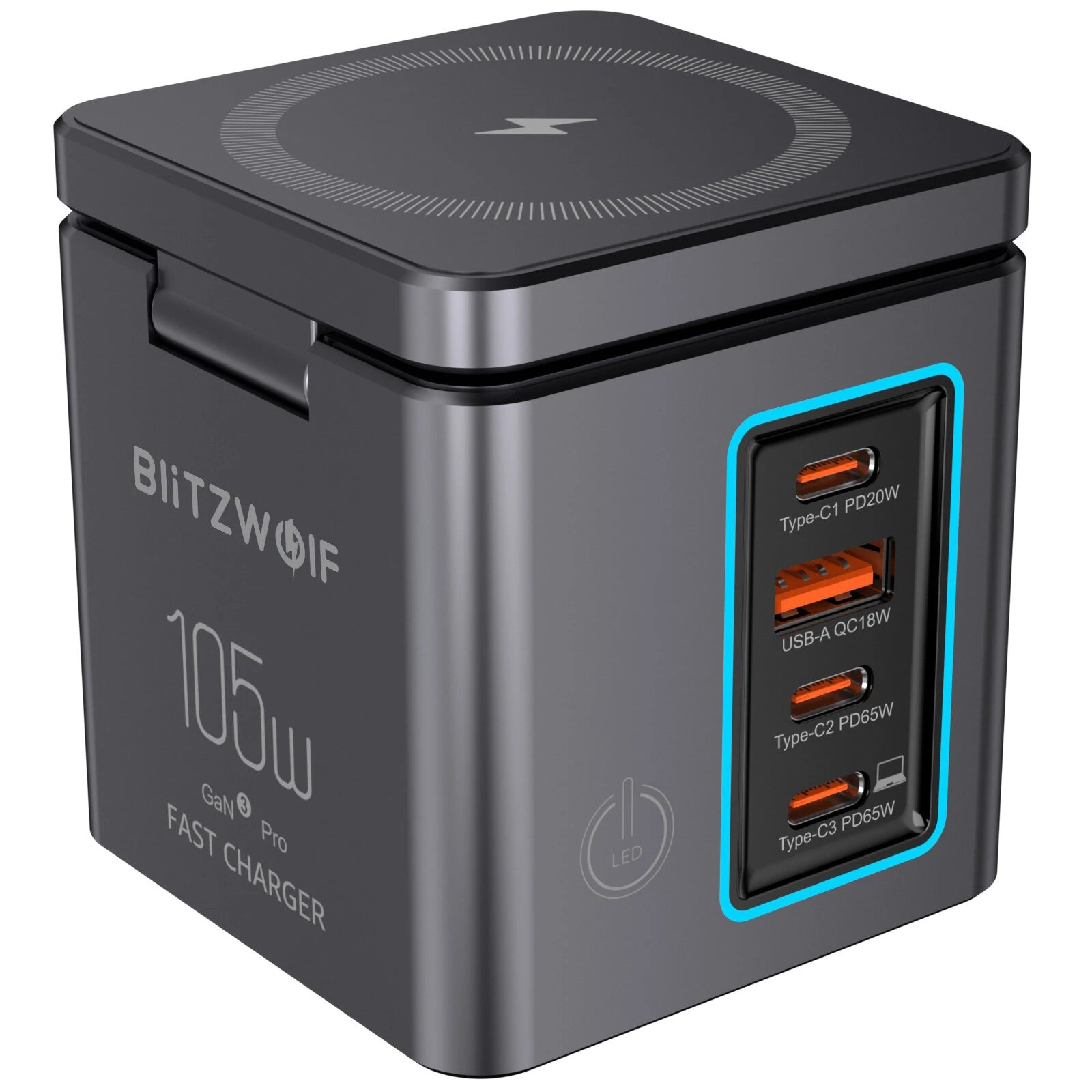 BlitzWolf® BW-i113 105W 6-in-1 GaN Desktop Charging Station with Wireless Charge - Buyme24seven