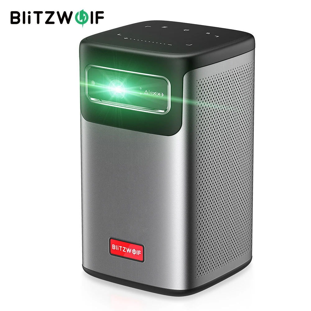 BlitzWolf® BW-VT2 ProMax DLP Mini Projector – WiFi 6, Android TV, Bluetooth 5.0, Auto Focus & Keystone, Built-in Battery, 3D Home Theater - Buyme24seven