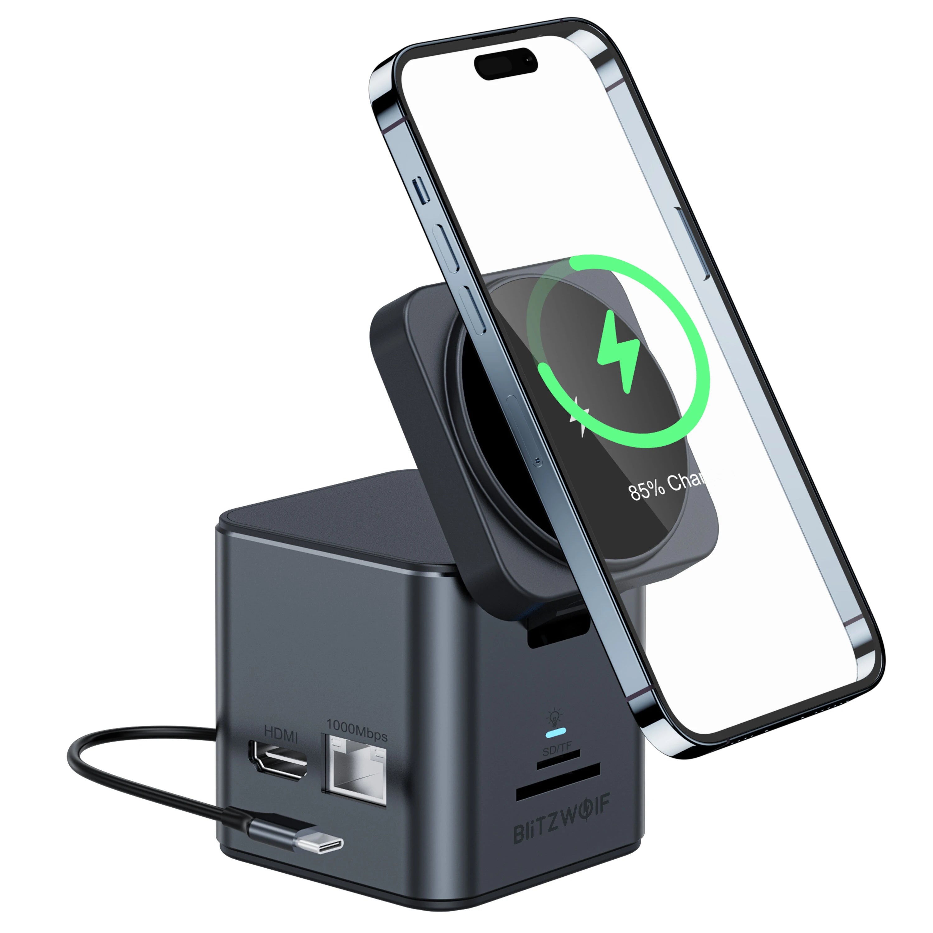 BlitzWolf® BW-TH17 9-in-1 Type-C Docking Station with 15W Wireless Charger & USB-C Hub - Buyme24seven