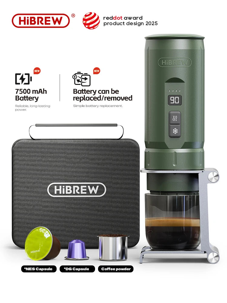 HiBREW Portable Espresso Coffee Machine for Car & Home Camping Coffee Maker Fit Nespresso Dolce Capsule Powder H4C - Buyme24seven