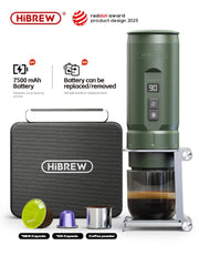 HiBREW Portable Espresso Coffee Machine for Car & Home Camping Coffee Maker Fit Nespresso Dolce Capsule Powder H4C - Buyme24seven