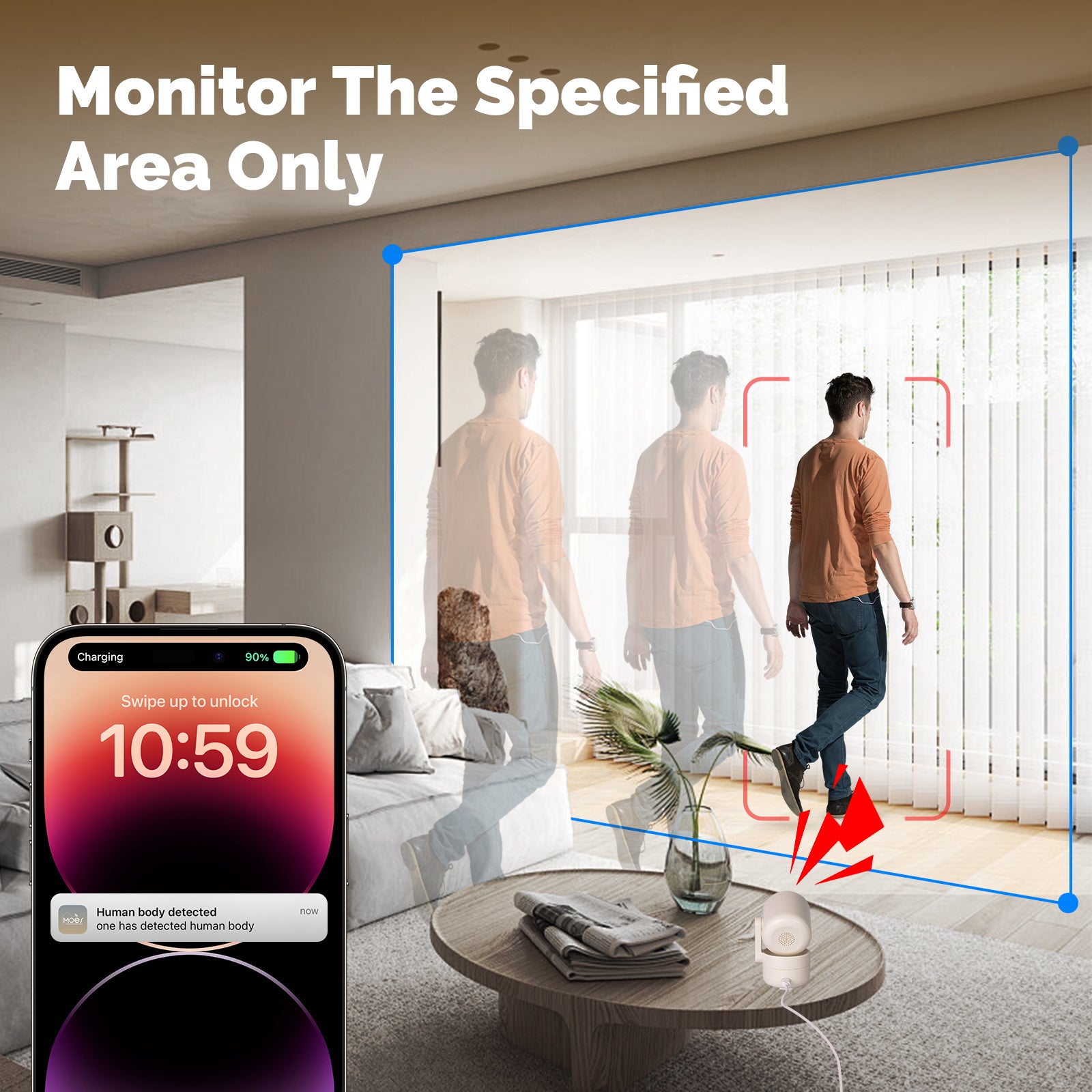 MOES Tuya Wi-Fi 6 Smart Indoor 4MP HD Security Pan/Tilt Camera Motion Tracking & Sound Detection Infrared Night Vision Monitor - Buyme24seven