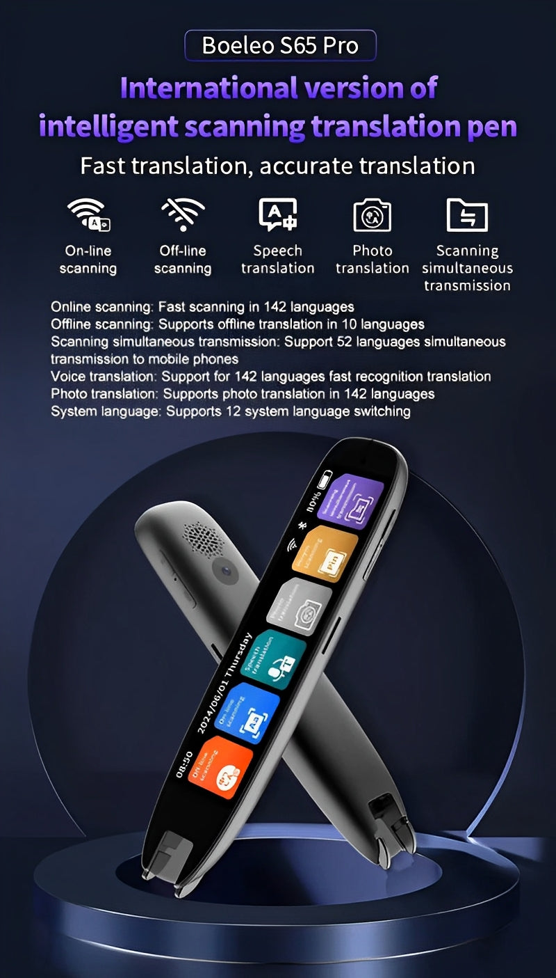 S65pro Dictionary Translation Pen Scan Reader Device Text Scanning Reading Translator WiFi/BT Connection Online Photo Translate - Buyme24seven