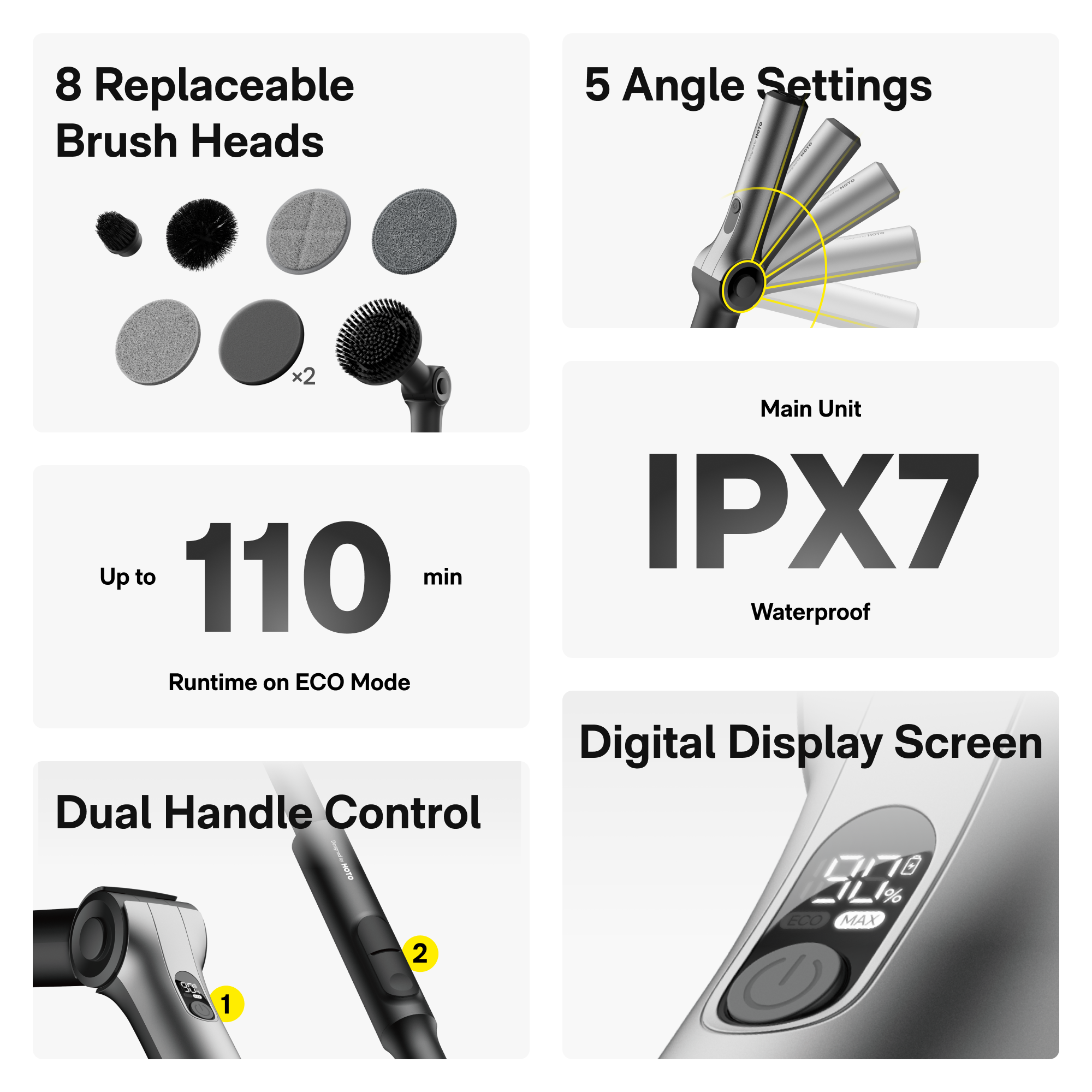 HOTO Flexi™ Cordless Spin Scrubber – Flexi-Clean Anywhere, Built to Power Through - Buyme24seven