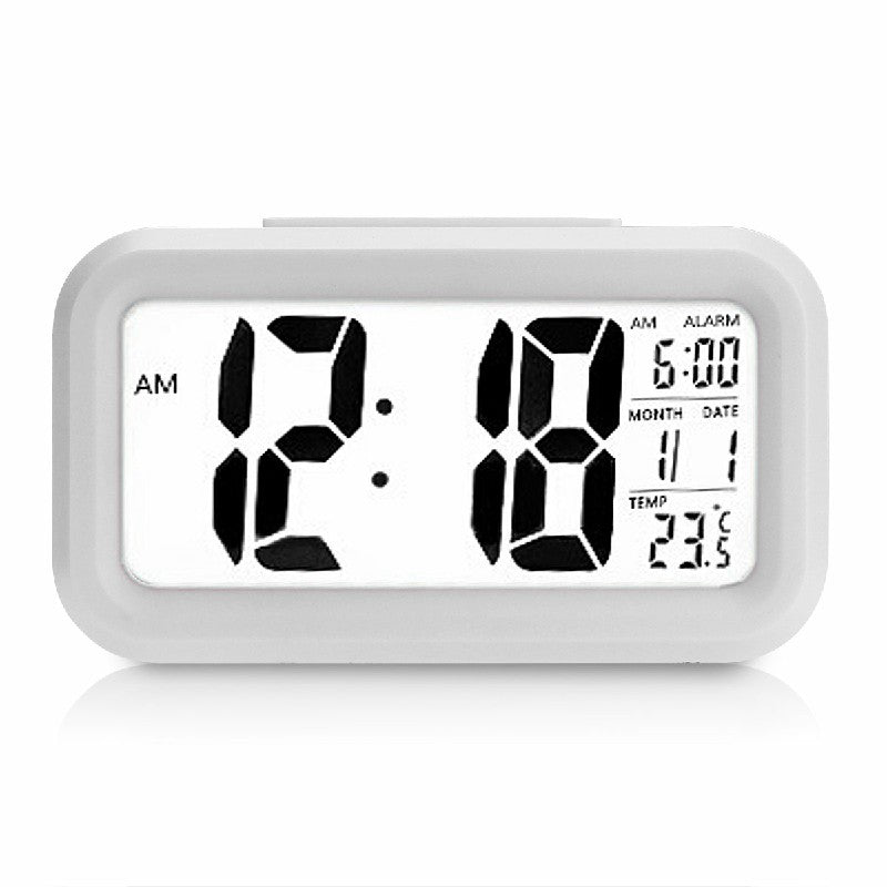 5.3 Inch Smart Simple Silent LED Digital Alarm Clock w/ Date Temp Display -White - Buyme24seven