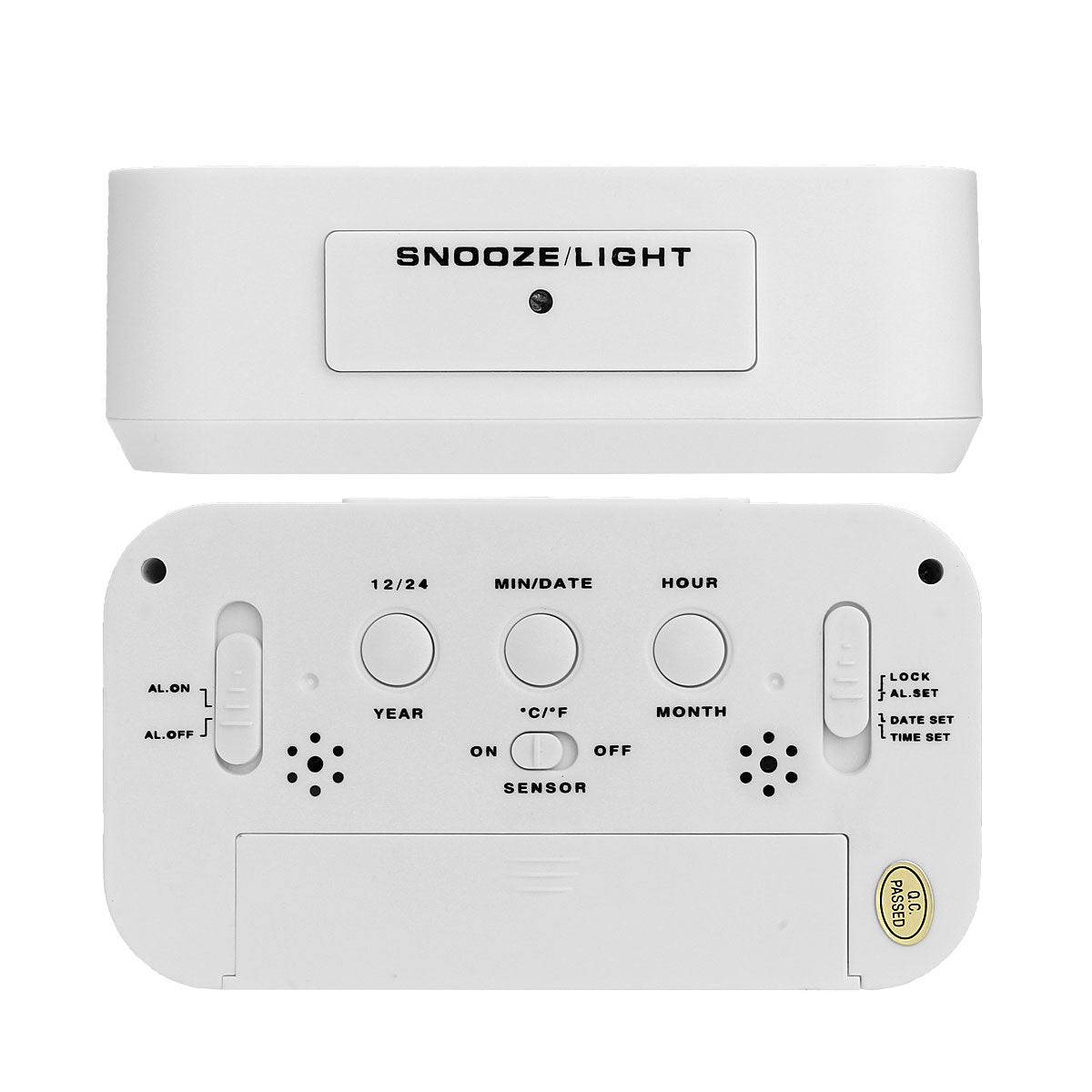 5.3 Inch Smart Simple Silent LED Digital Alarm Clock w/ Date Temp Display -White - Buyme24seven