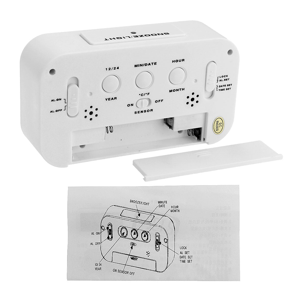 5.3 Inch Smart Simple Silent LED Digital Alarm Clock w/ Date Temp Display -White - Buyme24seven