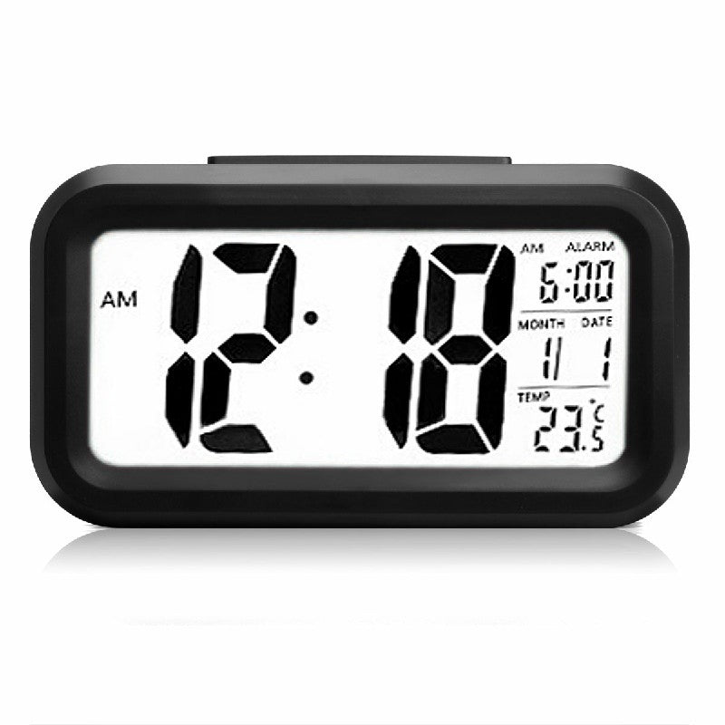 5.3 Inch Smart Simple Silent LED Digital Alarm Clock w/ Date Temp Display -Black - Buyme24seven
