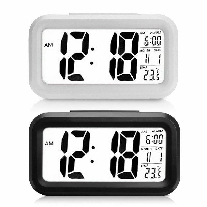 5.3 Inch Smart Simple Silent LED Digital Alarm Clock w/ Date Temp Display -Black - Buyme24seven