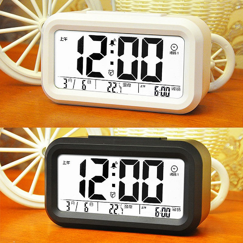 5.3 Inch Smart Simple Silent LED Digital Alarm Clock w/ Date Temp Display -Black - Buyme24seven