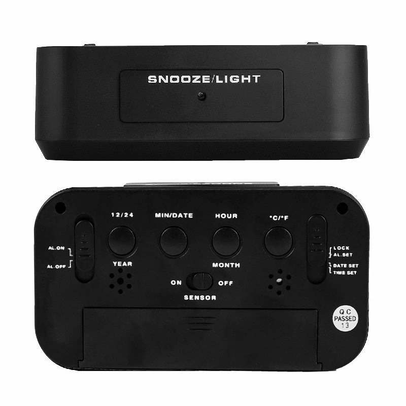 5.3 Inch Smart Simple Silent LED Digital Alarm Clock w/ Date Temp Display -Black - Buyme24seven