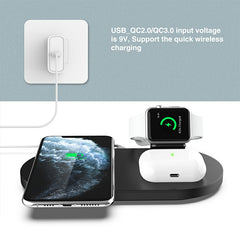 3 in 1 Wireless 10W Qi Fast Charger Station with iWatch Stand Compatible with iPhone Airpods and iWatch - Buyme24seven