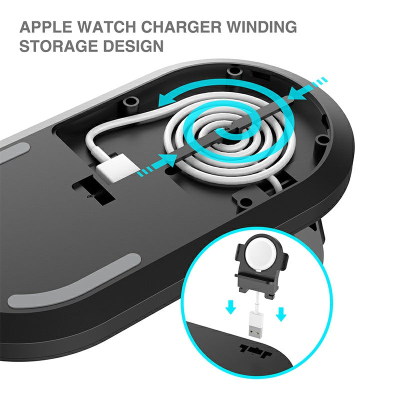 3 in 1 Wireless 10W Qi Fast Charger Station with iWatch Stand Compatible with iPhone Airpods and iWatch - Buyme24seven