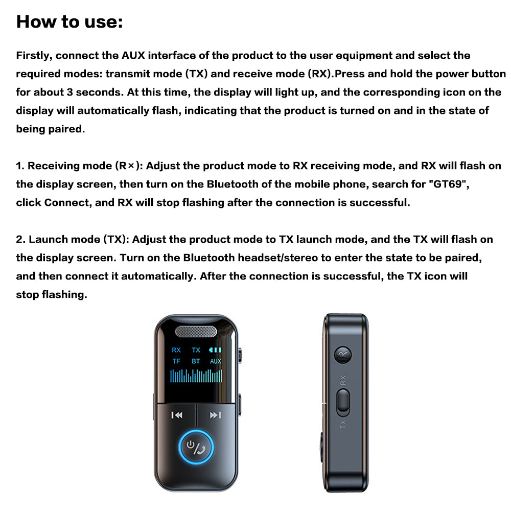 Bluetooth Audio Adapter Wireless Receiver Transmitter MP3 Player 3.5mm Aux for TV Car Headphones HiFi Speaker - Buyme24seven