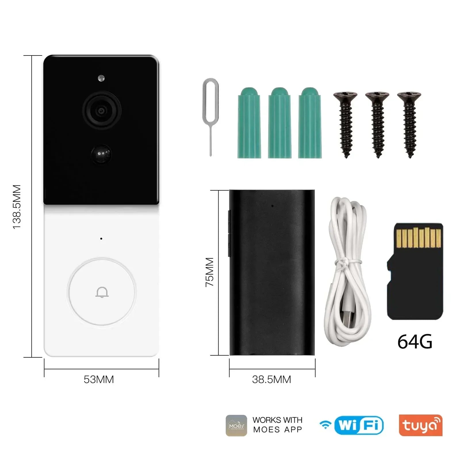 MOES Tuya Smart WiFi Video Doorbell Camera with 2-Way Audio Intercom, Night Vision & Wireless Door product  Home Security - Buyme24seven