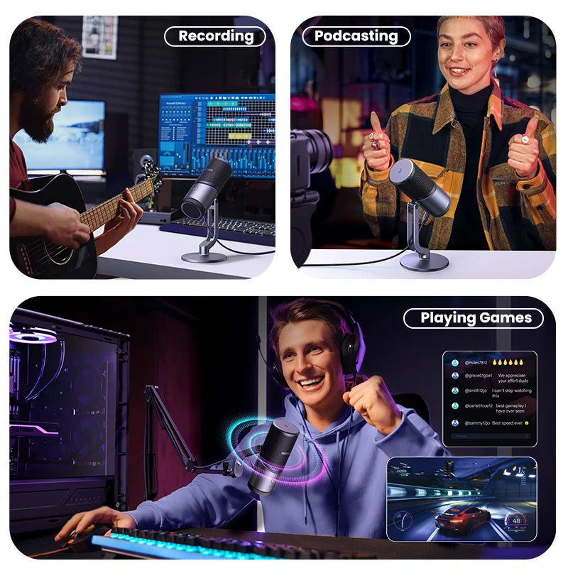 UGREEN USB Microphone with RGB Modes Professional Condenser Mic for PC Mac Gaming Karaoke Recording Streaming Podcasting - Buyme24seven