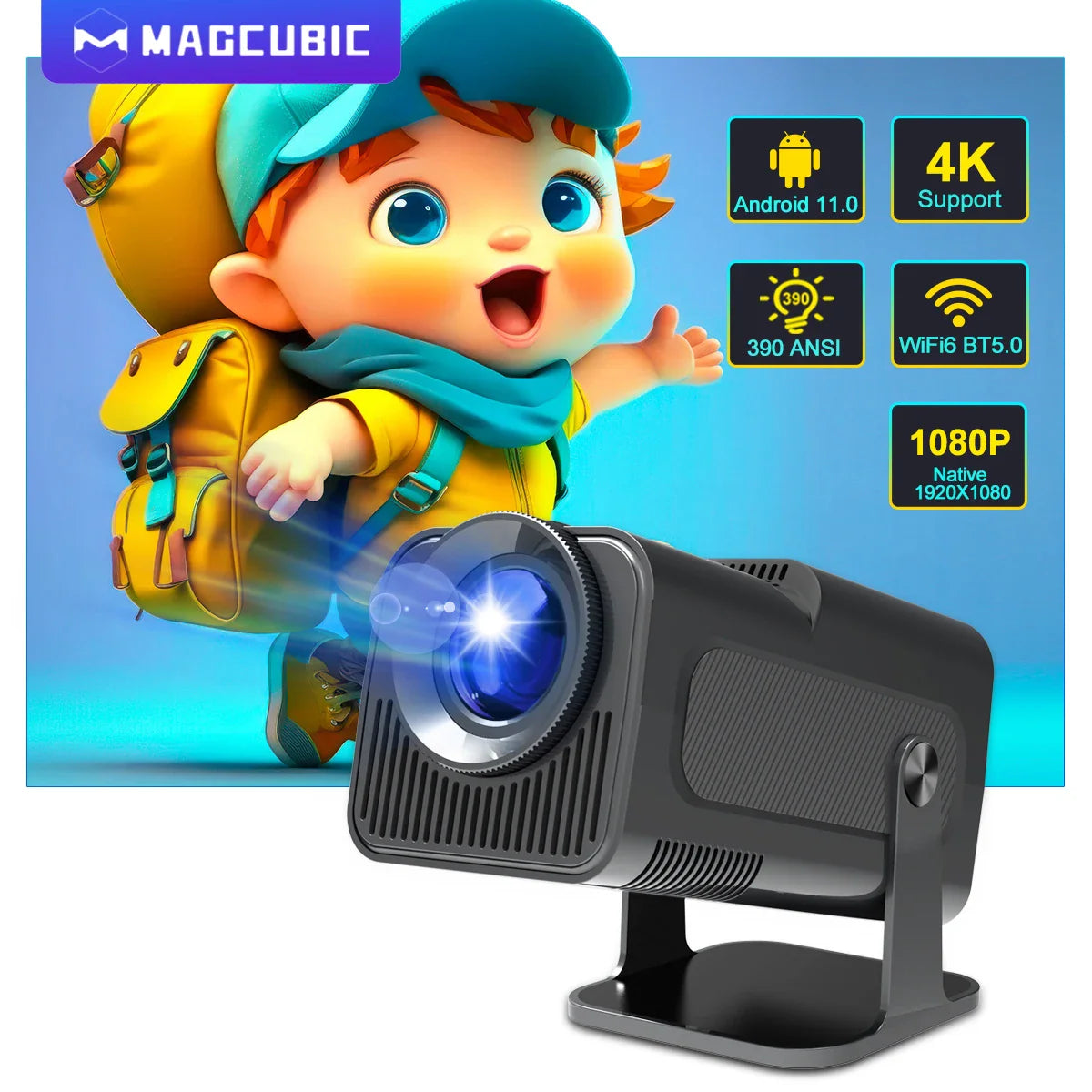 Magcubic HY320 4K Android 11 Mini Projector Native 1080P 390ANSI Dual Wifi6 BT5.0 1920*1080P Cinema portable Projetor upgrated HY300 - Buyme24seven