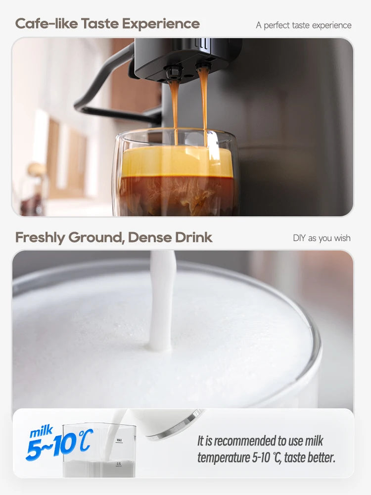 HiBREW Fully Automatic Espresso Machine Cappuccino Milk System 6 Coffee Varieties Intuitive Touch Display With Grinder H16 - Buyme24seven