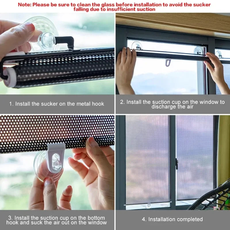 Retractable Shading Curtain Auto Side Window Roll Curtain Household Living Rooms Sun Shading Rolling Blinds Windshield Cover