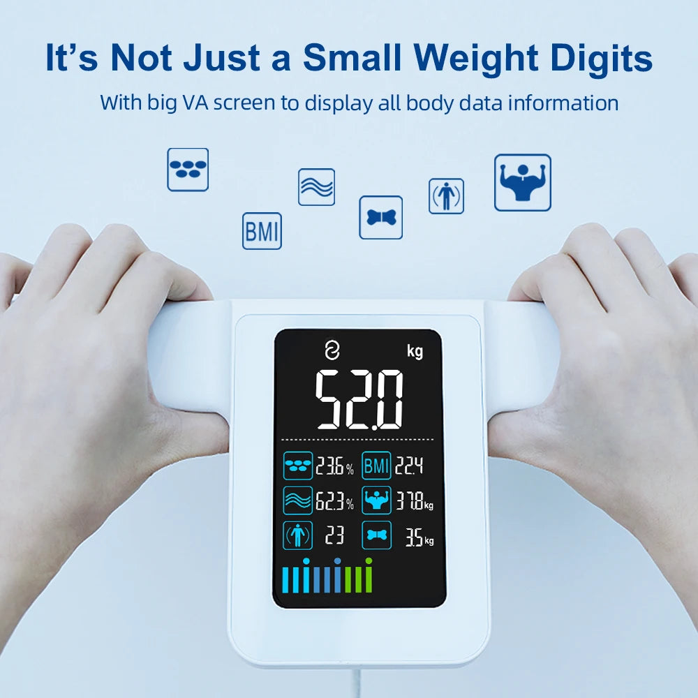 Smart Bioimpedance Scale 8 Electrodes BMI Body Fat Scale Body Weight Scale Professional Body Composition Scale Rechargeable - Buyme24seven