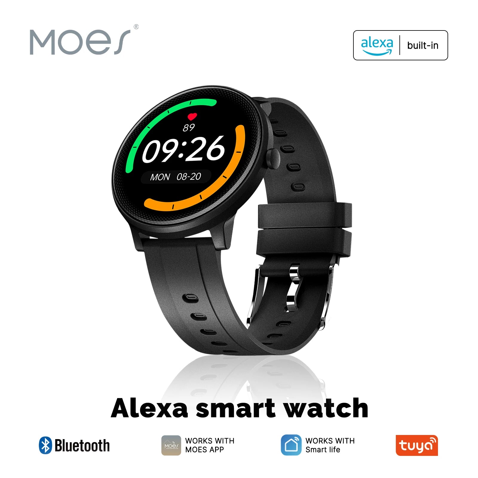 MOES Smart Watch Alexa Built-in Fitness Tracker Heart Rate and Blood Oxygen Monitor, IP68 Waterproof 1.69-inch Color Touchscreen - Buyme24seven