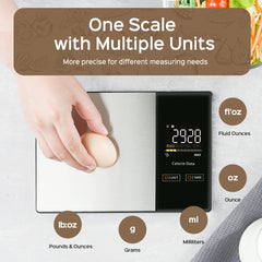5kg Kitchen Food Scale, Smart Food Calorie Scale Kitchen Cooking Baking Scales, Stainless Steel Nutrition Scale with Free App - Buyme24seven