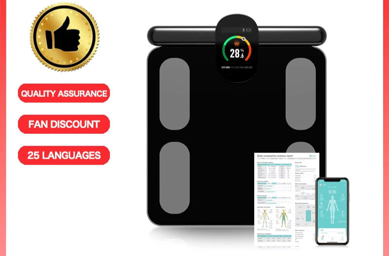 2024 Professional Smart Body Fat Scale with 8 Electrodes Body Composition Analyzer Bioimpedance Scales Weight Loss Fitness Scale - Buyme24seven