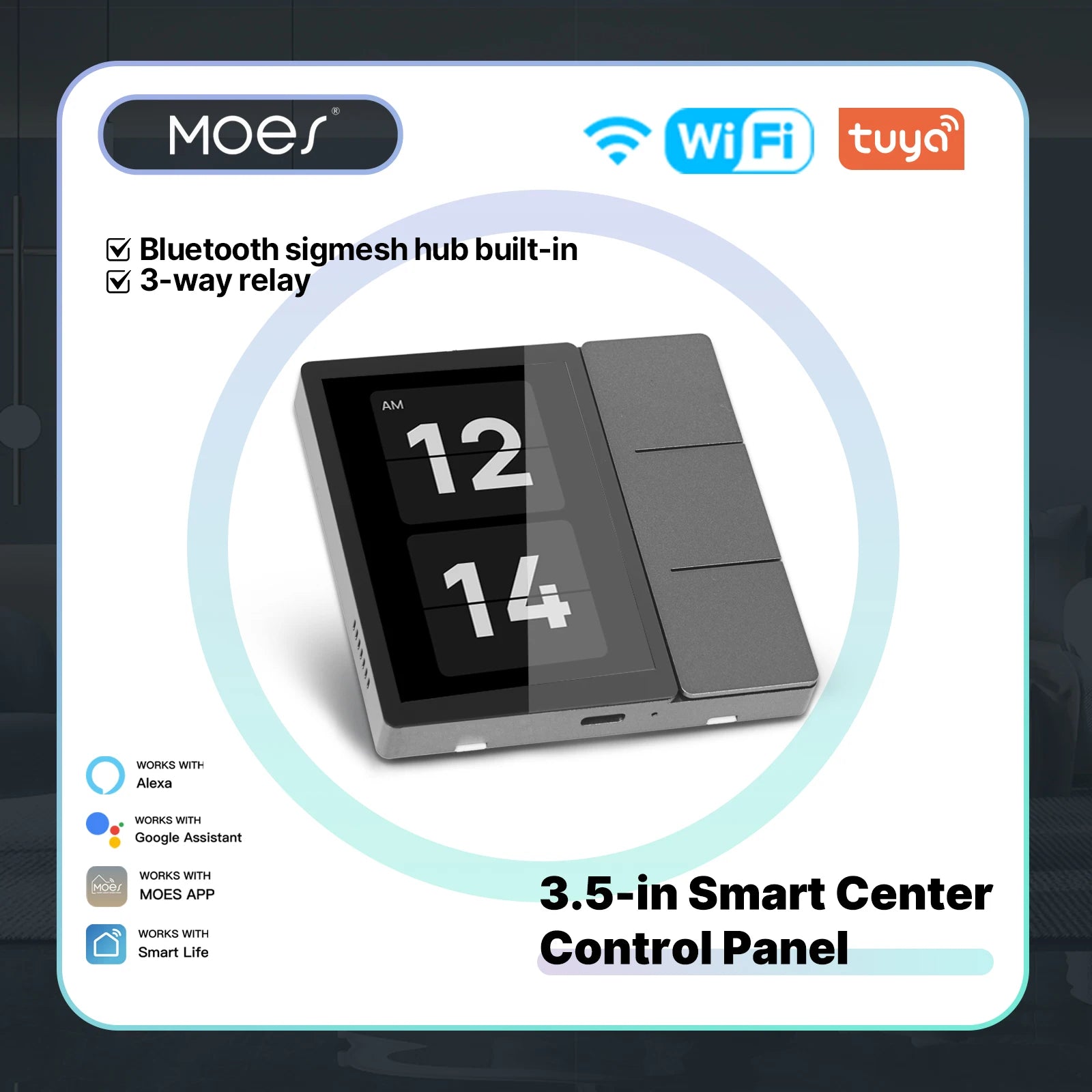 MOES Tuya WiFi 3.5-inch Smart Center Touch Control Panel Central Screen 3 Relays Physical Buttons Bluetooth Sigmesh Hub Built-in - Buyme24seven