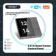 MOES Tuya WiFi 3.5-inch Smart Center Touch Control Panel Central Screen 3 Relays Physical Buttons Bluetooth Sigmesh Hub Built-in - Buyme24seven