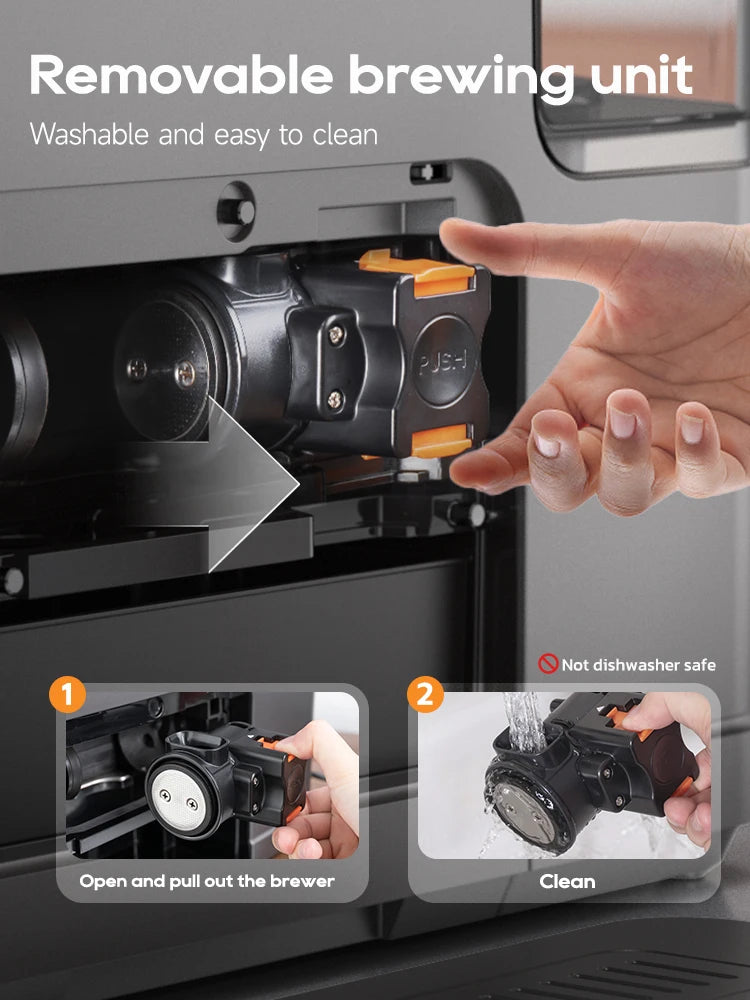 HiBREW Fully Automatic Espresso Machine Cappuccino Milk System 6 Coffee Varieties Intuitive Touch Display With Grinder H16 - Buyme24seven