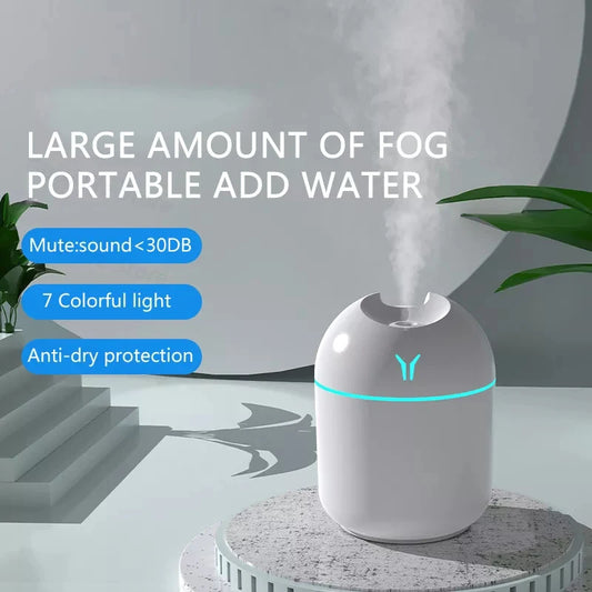 Mini Ultrasonic USB Humidifier with Light & Essential Oil Diffuser