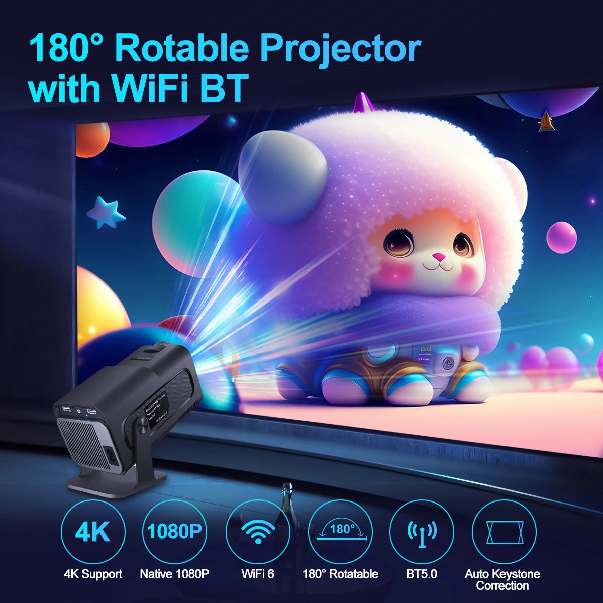 Magcubic HY320 4K Android 11 Mini Projector Native 1080P 390ANSI Dual Wifi6 BT5.0 1920*1080P Cinema portable Projetor upgrated HY300 - Buyme24seven