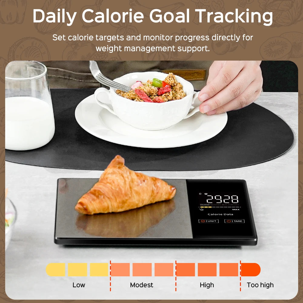 5kg Kitchen Food Scale, Smart Food Calorie Scale Kitchen Cooking Baking Scales, Stainless Steel Nutrition Scale with Free App - Buyme24seven